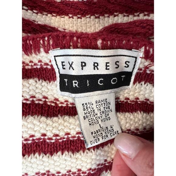 Vintage Express Tricot Patriotic Knit Vest Stars Stripes L - Picture 6 of 6
